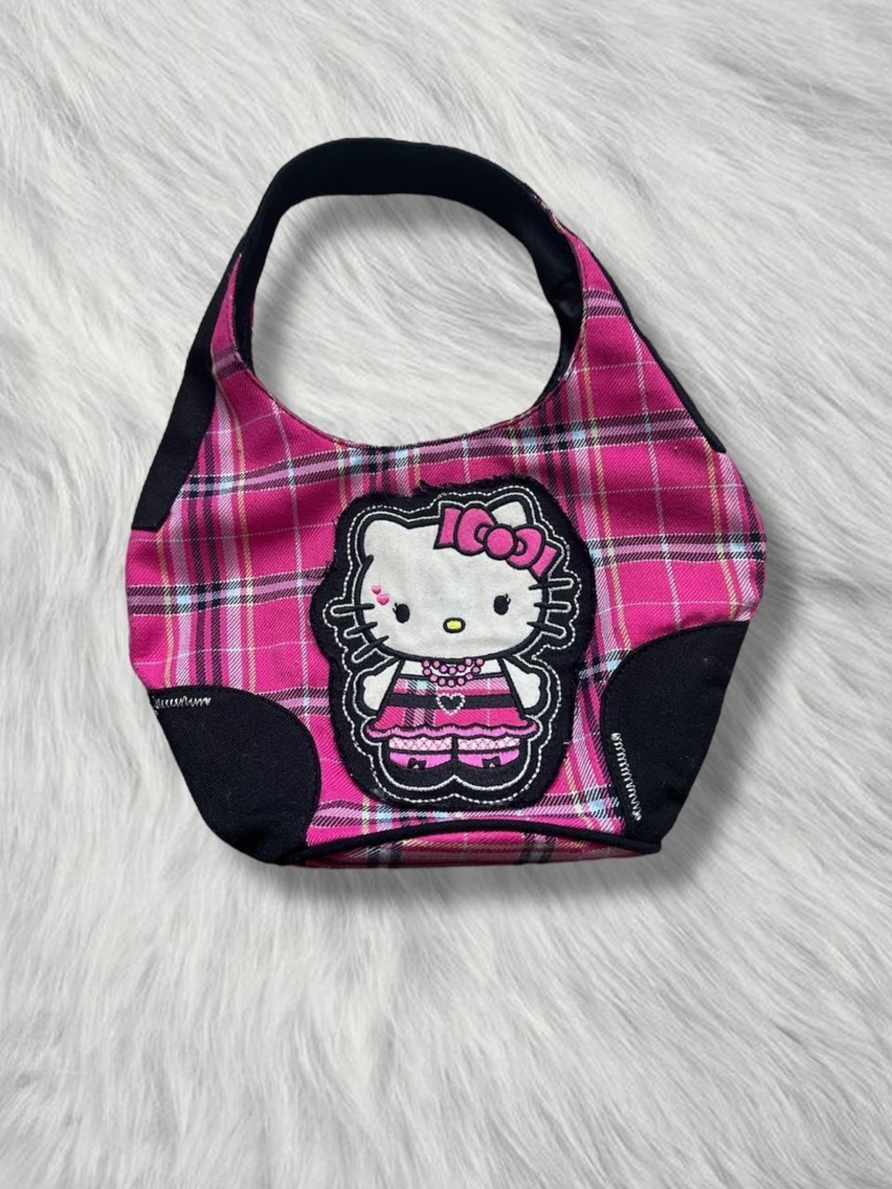 ✮ vintage 2007 pink plaid punk hello kitty purse ✮